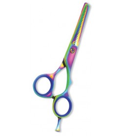 Professional Thinning Scissor. One Blade Teeth and One Blade Razor. Multicolor coating.
